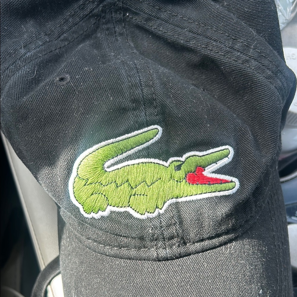 Lacoste Big Croc Adjustable Strapback Hat - Black